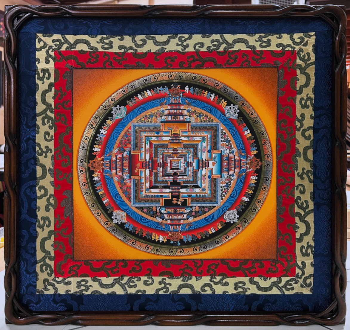 Silk Thangka in custom Novaj frame by Daedalian Frames.